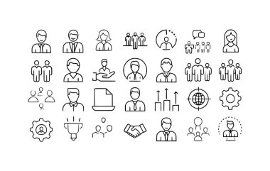 Düzenlenebilir stoklar ile insan çizgisi simgeleri ayarlandı