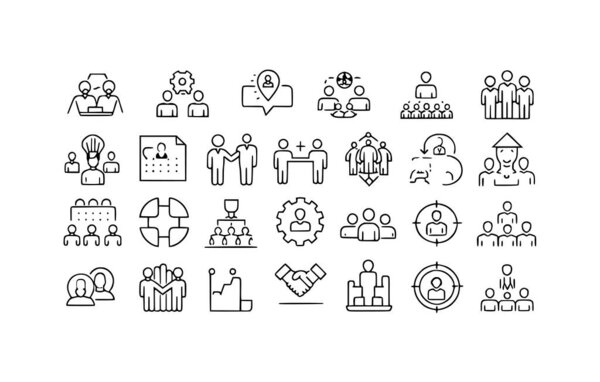 Human line icons set with editable stock