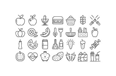 Beslenme çizgisi simgeleri vektör koleksiyonlarını ayarlar