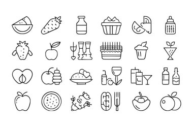 Beslenme çizgisi simgeleri vektör koleksiyonlarını ayarlar