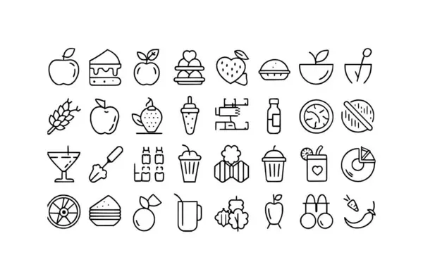 Beslenme çizgisi simgeleri vektör koleksiyonlarını ayarlar