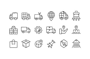 Shipping, Delivery with editable icon set