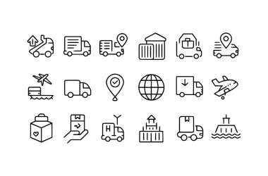 Shipping, Delivery with editable icon set