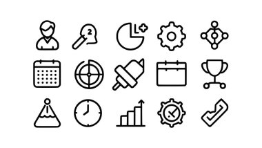 Plan, strateji, kontrol, analiz gibi çeşitli biçim simgeleri