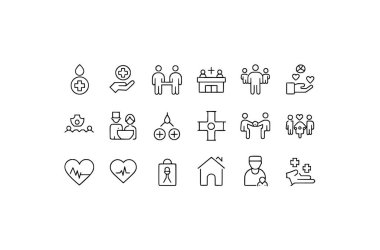 Web simgeleri hizada. Doktor, dikkat, yardım, bağış