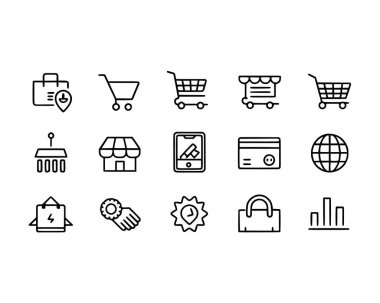 Ecommerce işi için web sitesi ve mobil uygulama simgeleri ayarlandı