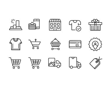 Ecommerce işi için web sitesi ve mobil uygulama simgeleri ayarlandı