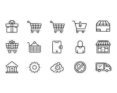 Ecommerce işi için web sitesi ve mobil uygulama simgeleri ayarlandı