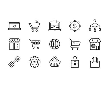 Ecommerce işi için web sitesi ve mobil uygulama simgeleri ayarlandı