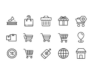 Ecommerce işi için web sitesi ve mobil uygulama simgeleri ayarlandı