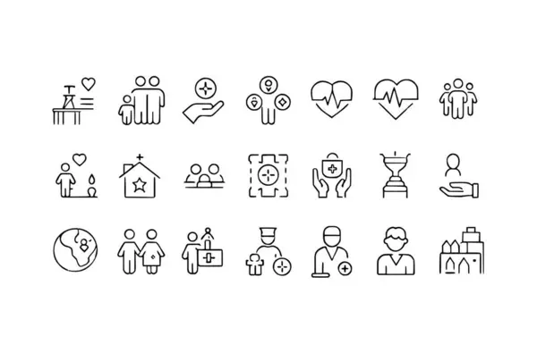 Web simgeleri hizada. Doktor, dikkat, yardım, bağış