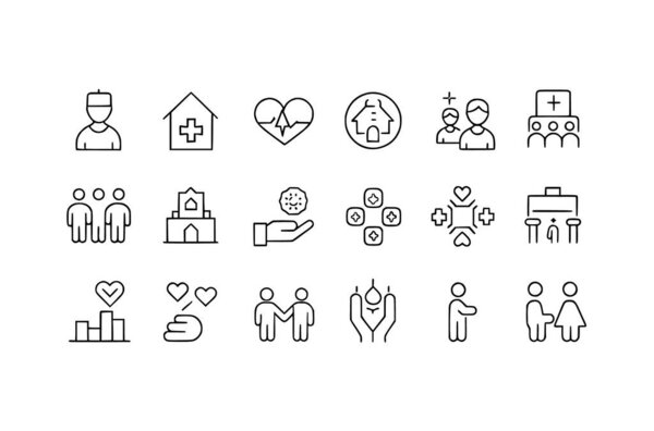 Web icons in line style. doctor, care, help, Donate