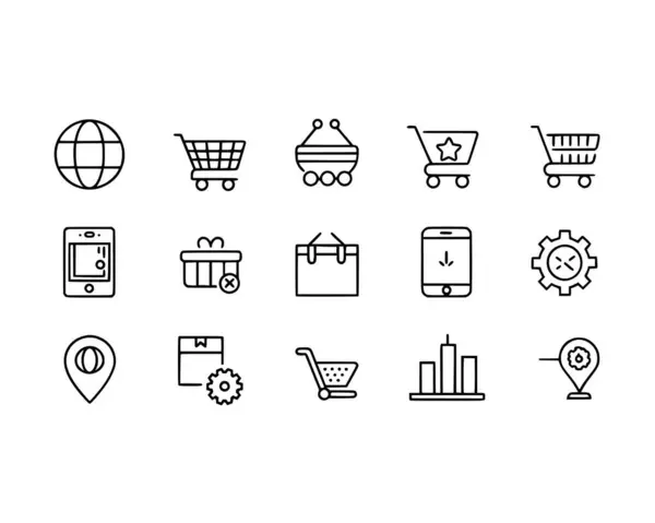 Ecommerce işi için web sitesi ve mobil uygulama simgeleri ayarlandı