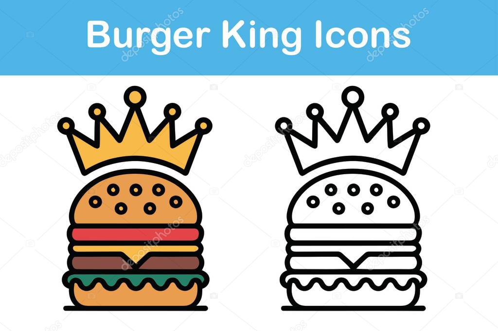 Burger King Icons  Crowned Burger Vector Design