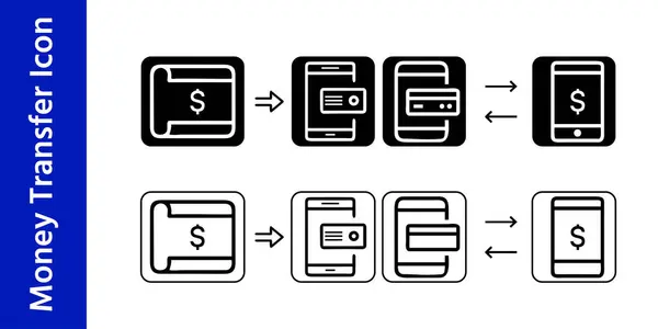 Para Aktarımı Simgesi Dijital Cüzdan ve Mobil Bankacılık Vektörü