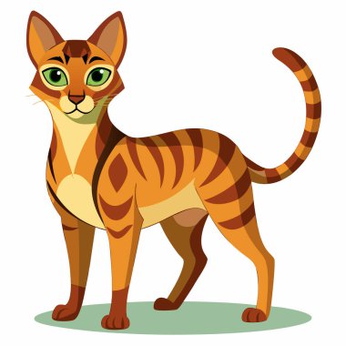 Habeş Kedisi Vektör Sanat Koleksiyonu Altın Kahverengi Çizgili