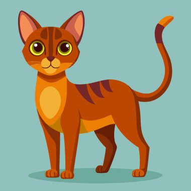 Abyssinian Cat Vector Art Collection with Golden Brown Stripes clipart