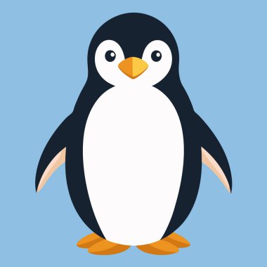 Siyah ve Beyaz Tasarım Minimalist Penguen Vektör Sanatı