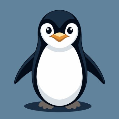 Minimalist Penguin Vector Art with Black and White Design clipart