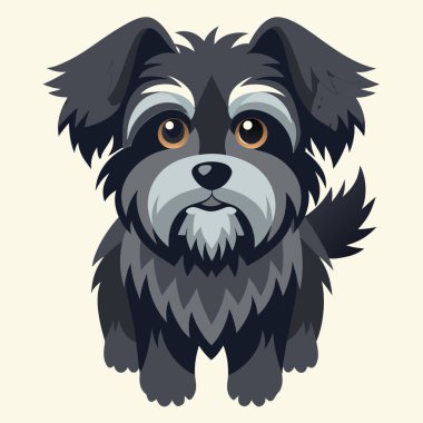 Affenpinscher Vector Art Collection with Dark Brown Shaggy Coat clipart