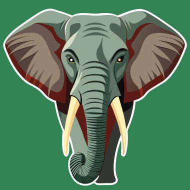 African Bush Elephant Vector Art Collection with Safari Sunset Scene clipart