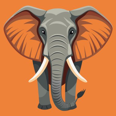 African Bush Elephant Vector Art Collection with Safari Sunset Scene clipart