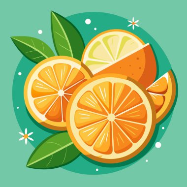 Fresh Citrus Vector Art with Orange and Lemon Slices clipart