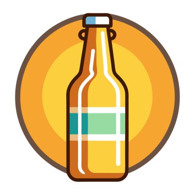 Beyaz arkaplanda minimalist tasarımı olan renkli bira şişesi simgeleri