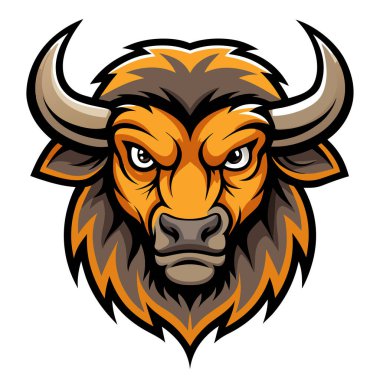 Ayrıntılı kürkü ve güçlü boynuzları olan yaratıcı bizon maskotu çizimi