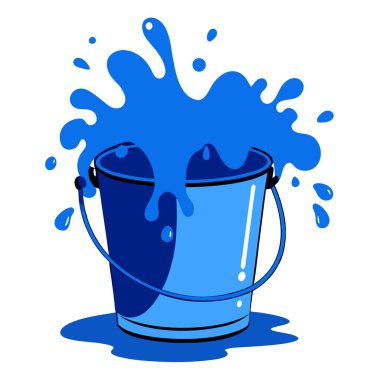 Bucket of split colorful ink illustration clipart