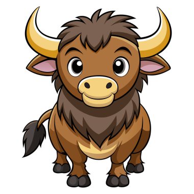 Büyük gözleri ve kabarık yelesi olan stilize bufalo karakteri.