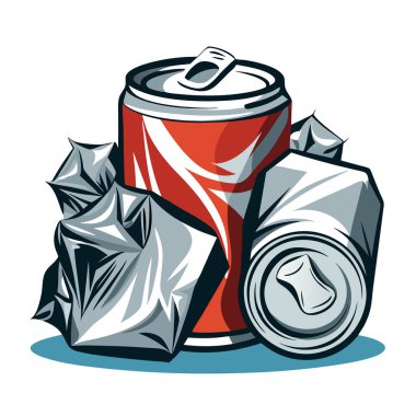 Dinamik gölgeli buruşmuş alüminyum kutuların sanatsal tasviri