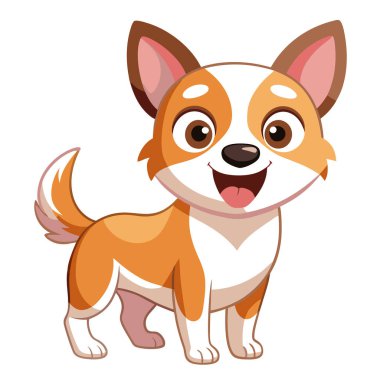 Çizgi film tarzında neşeli bir köpek karakteri.