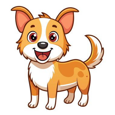 Neşeli suratlı ve sevimli yüzlü mutlu çizgi film köpeği.