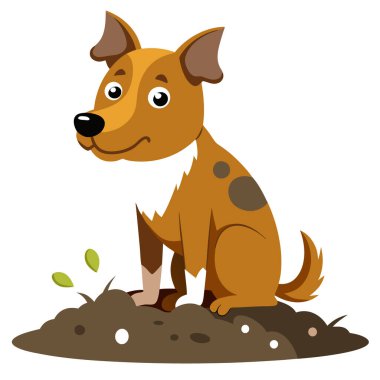 Mutlu köpek, enerji ve neşe dolu bir çukur kazıyor.