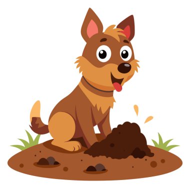 Mutlu köpek, enerji ve neşe dolu bir çukur kazıyor.