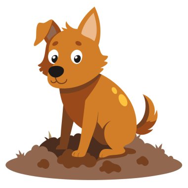 Mutlu köpek, enerji ve neşe dolu bir çukur kazıyor.