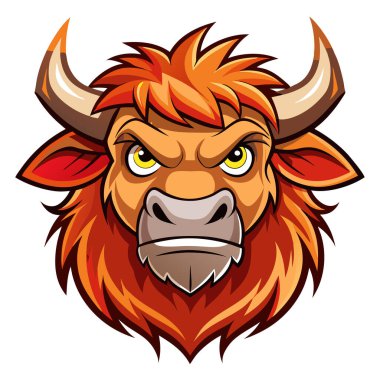 bold and strong ginger ox head vector perfect for mascots or branding clipart