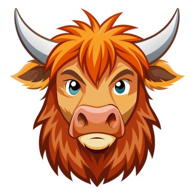 bold and strong ginger ox head vector perfect for mascots or branding clipart