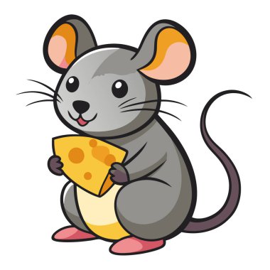 Canlı renklerde peynir yiyen bir farenin garip bir tasviri