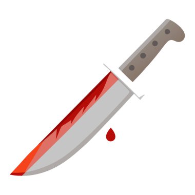 Temiz beyaz arka planda izole edilmiş kan lekeleri olan keskin bıçak.