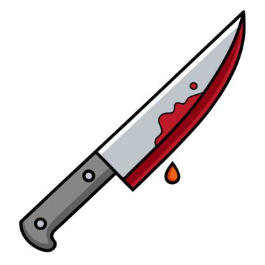 Temiz beyaz arka planda izole edilmiş kan lekeleri olan keskin bıçak.