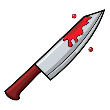 Temiz beyaz arka planda izole edilmiş kan lekeleri olan keskin bıçak.