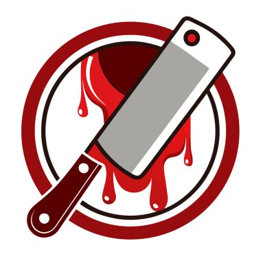 Kalın vektör tasarımlı, kanlı mutfak kasabı helikopteri.