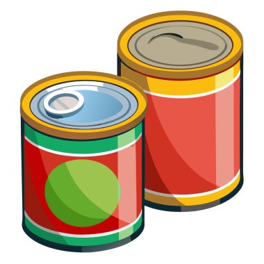 Gıda teneke kutularının yaratıcı vektörü açılıp kapatıldı