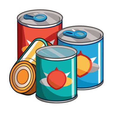 Gıda teneke kutularının yaratıcı vektörü açılıp kapatıldı