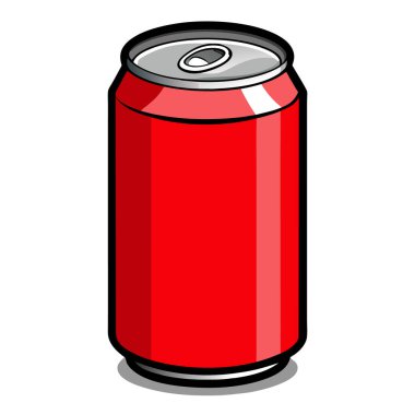 Parlak kırmızı alüminyum içecek kutusu ve gerçekçi röfleler.