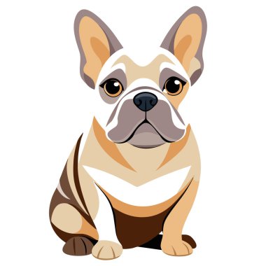 Yavru bir Fransız buldoğunun yaratıcı vektör sanatı sakince oturuyor.