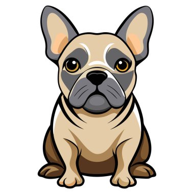 Çekici karikatür Fransız bulldog eğlenceli bir tasarım içinde oturuyor