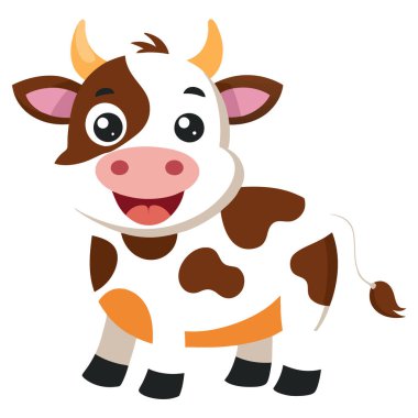 Neşeli bir ifadeyle büyüleyici inek çizimi